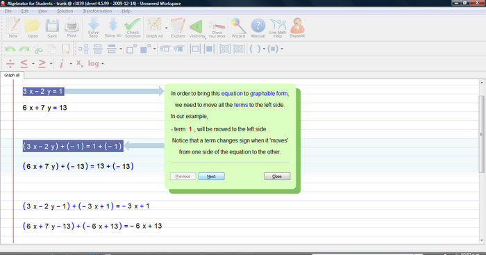Algebrator can easily solve problems such as the one you posted on Yahoo Answers. You start by entering each equation in an intuitive math editor. You may enter each equation on a line of its own and the software will solve the problem step by step. Graphing of any equation causes the software to first express that equation in its standard form - for linear equations this means the form "y=mx+b" where "m" is the slope. Note: Parallel lines have equal slopes, perpendicular lines have inverse slopes of opposite polarity (line 'z' has a slope of 4, then perpendicular line 'y' has a slope of '-1/4').