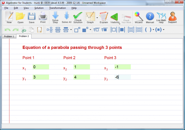 Parabola Equation that Passes Through 3 Points