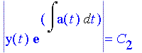 y(t) e^(int(a(t),t))=C[2]
